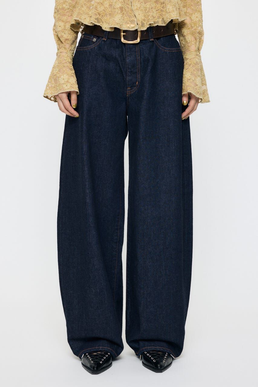 MOUSSY「MIDRISE CURVED WIDE ストレート」|デニム|One Wash1