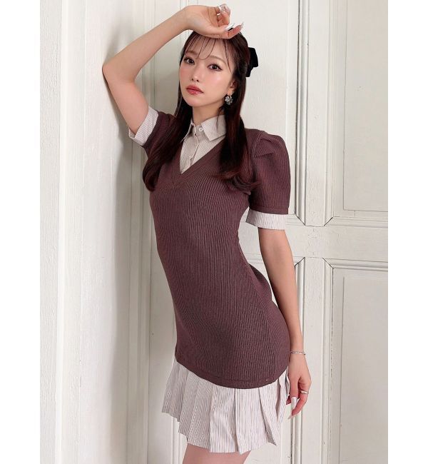 RESEXXY「シャツレイヤードミニニットワンピース」|ワンピース|