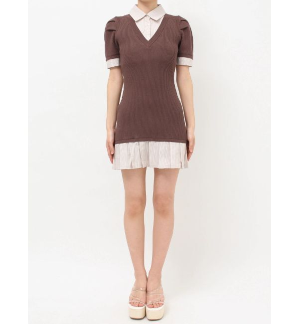 RESEXXY「シャツレイヤードミニニットワンピース」|ワンピース|