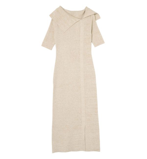 LAGUNAMOON「アシメネックリブハーフスリーブニットワンピース」|ワンピース|