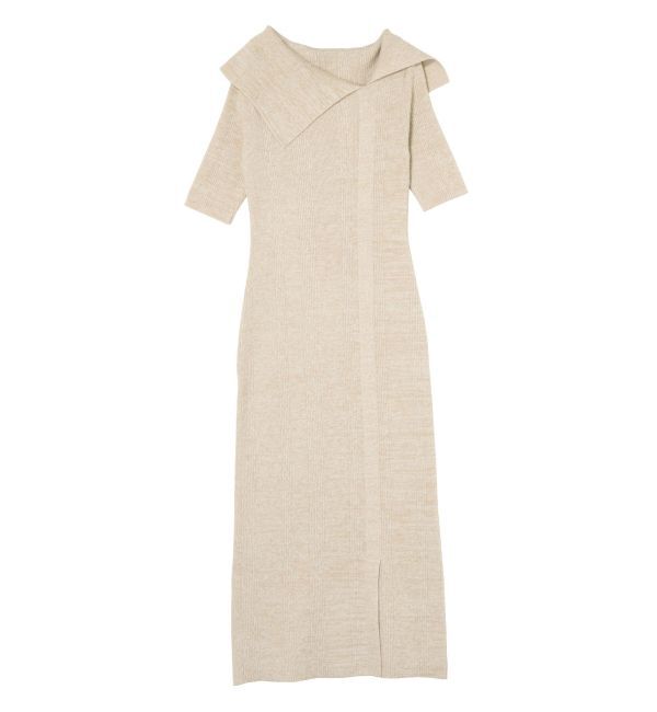 LAGUNAMOON「アシメネックリブハーフスリーブニットワンピース」|ワンピース|