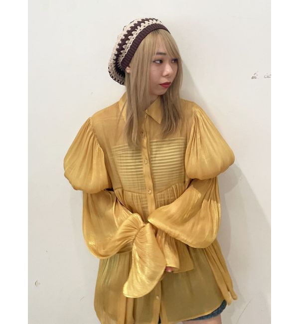 jouetie「ボリュームスリーブシアーシャツ」|シャツ・ブラウス|オレンジ