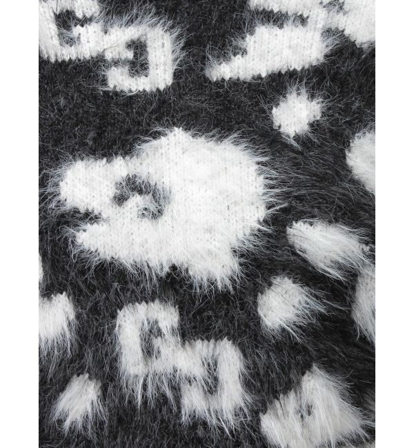 GYDA「GG Leopardシャギーショートニットトップス」|ニット・セーター|