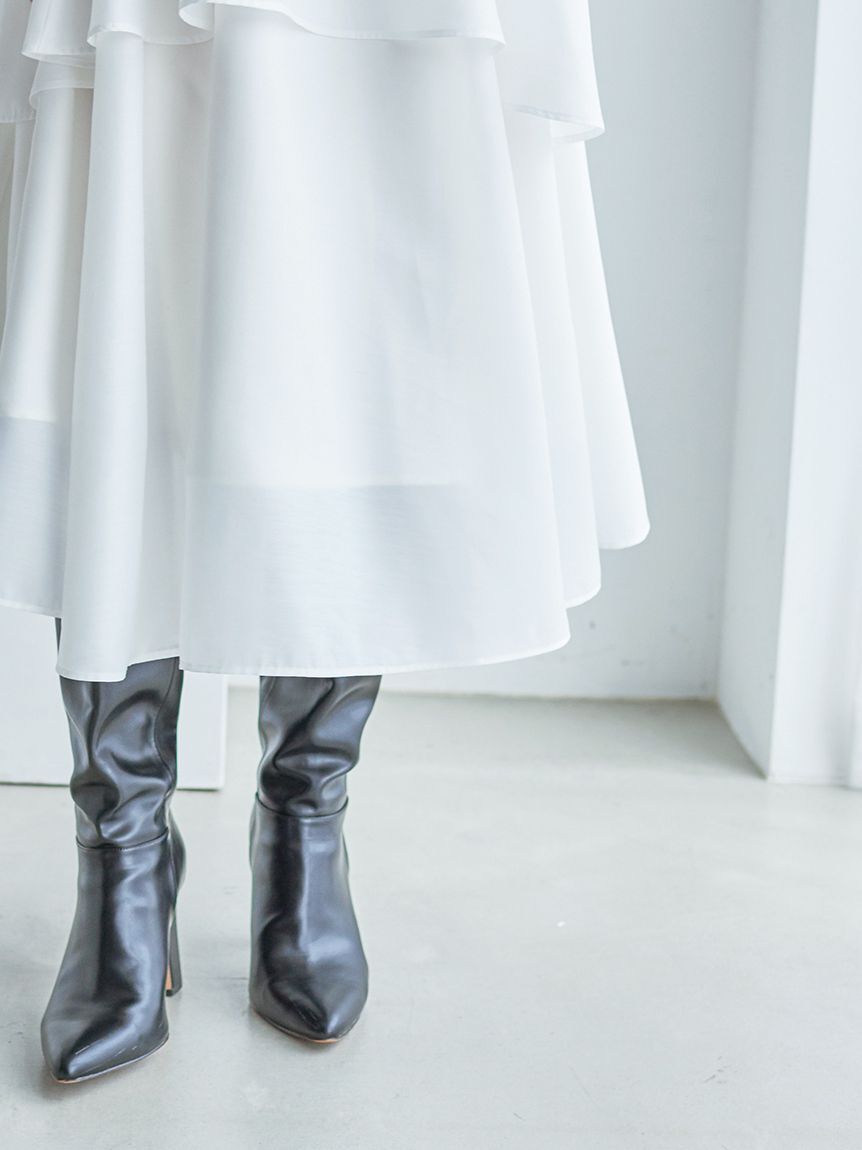 SNIDEL「Sustainableニットカーデ&times;ティアードスカートセット」|ワンピース|