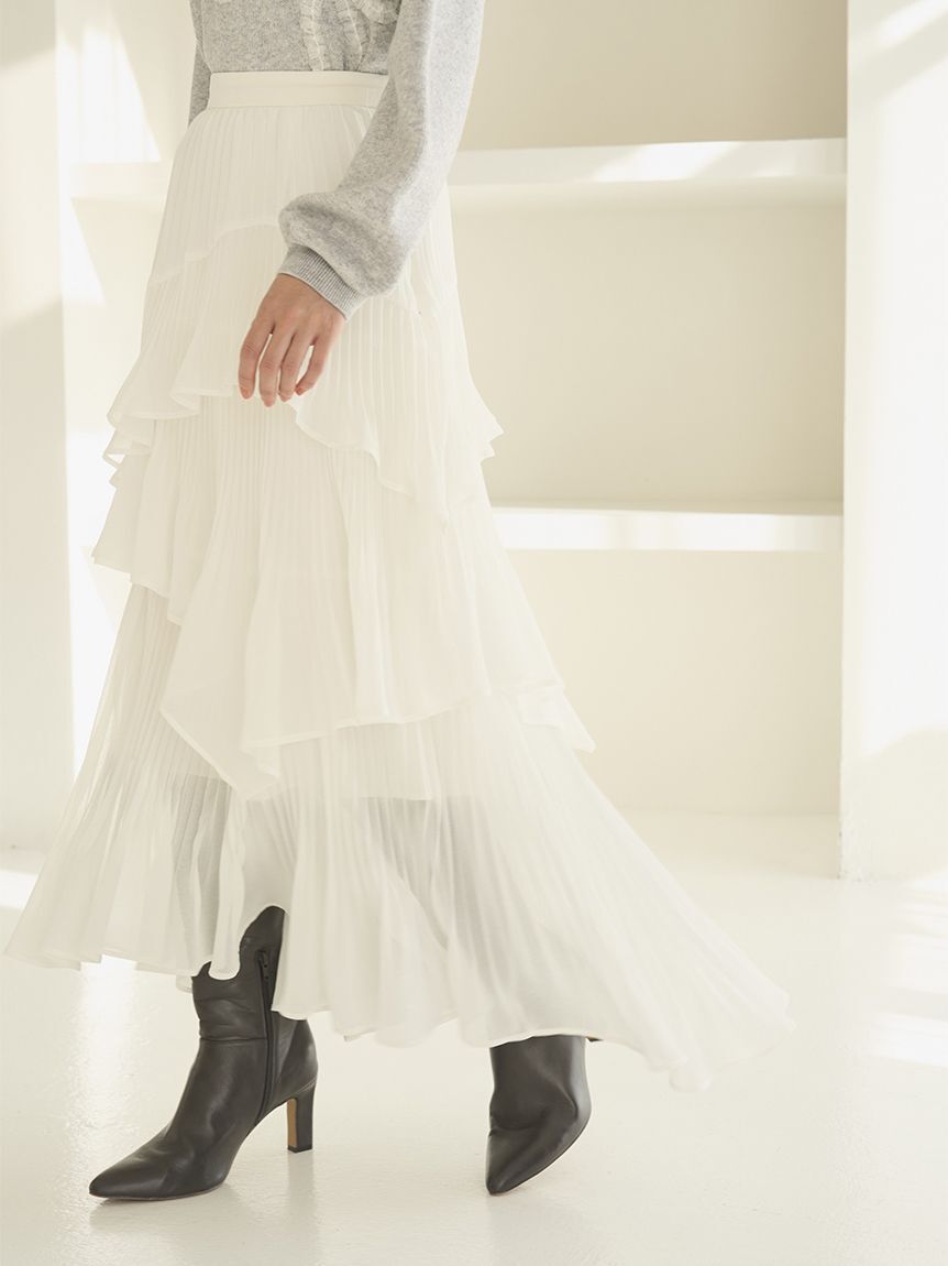 SNIDEL「Sustainableプリーツティアードスカート」|スカート|