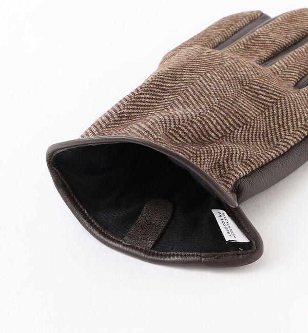 MACKINTOSH PHILOSOPHY「EMMETEX ヘリンボーン&times;レザー　スマホグローブ」|手袋|