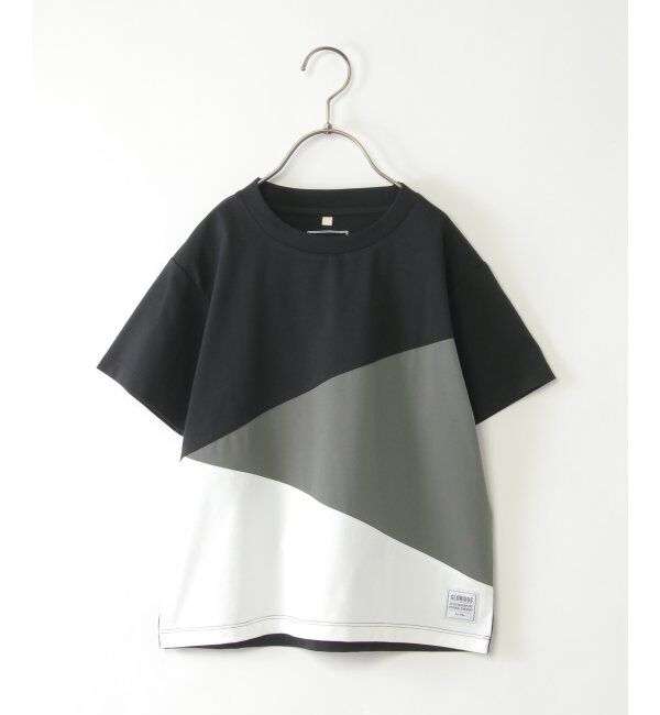 ikka kids「【親子おそろい】マルチファンクション斜め切り替えTシャツ（120~160cm）」|Tシャツ・カットソー|ブラック