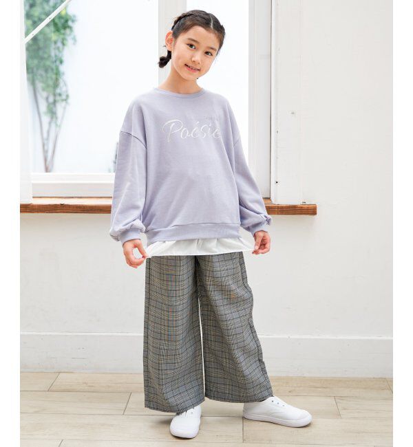 ikka kids「【親子コーデ】裾シフォン箔ロゴプルオーバー（120~160cm）」|Tシャツ・カットソー|