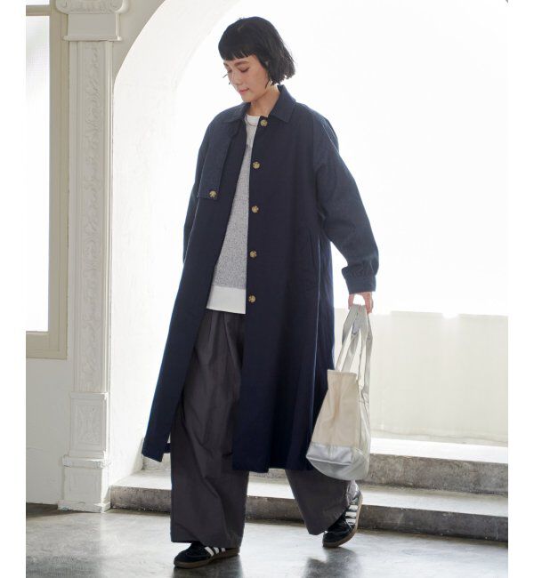 Lbc with Life「デニム切り替えステンカラーコート」|その他|ネイビーブルー