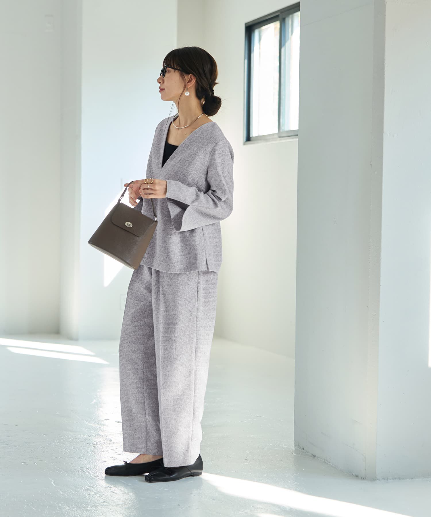 STYLE DELI「【LUXE】ライトツイードワイドパンツ」|スラックス|