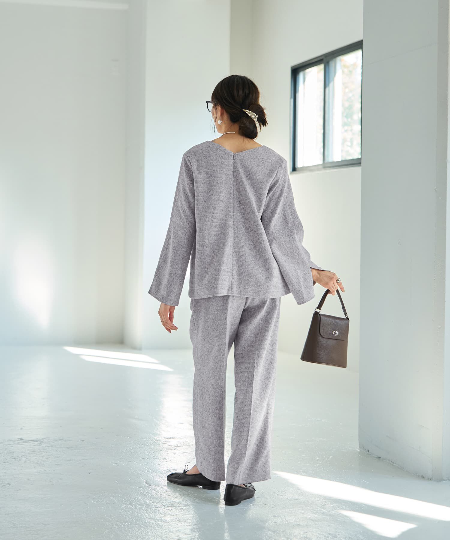 STYLE DELI「【LUXE】ライトツイードワイドパンツ」|スラックス|