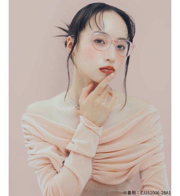  「MAQuillAGE(マキアージュ) コラボ｜ 血色感 メガネ | 中顔面短縮みえ メイク 大人可愛い レンズ交換券付」|メガネ|