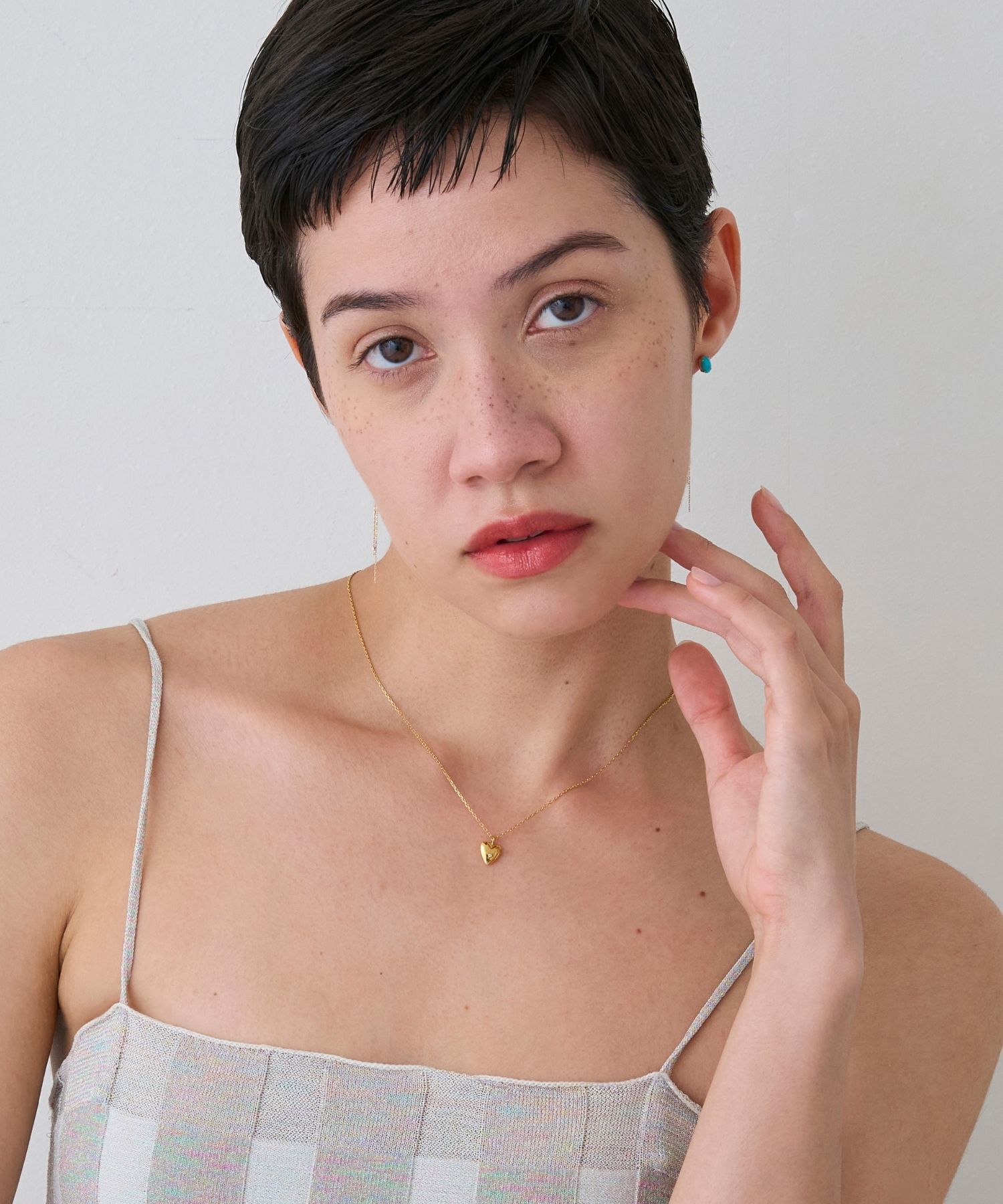 JUPITER「【SV】ハートモチーフダイヤモンドネックレス/金属アレルギー対応　ゴールド」|ネックレス|