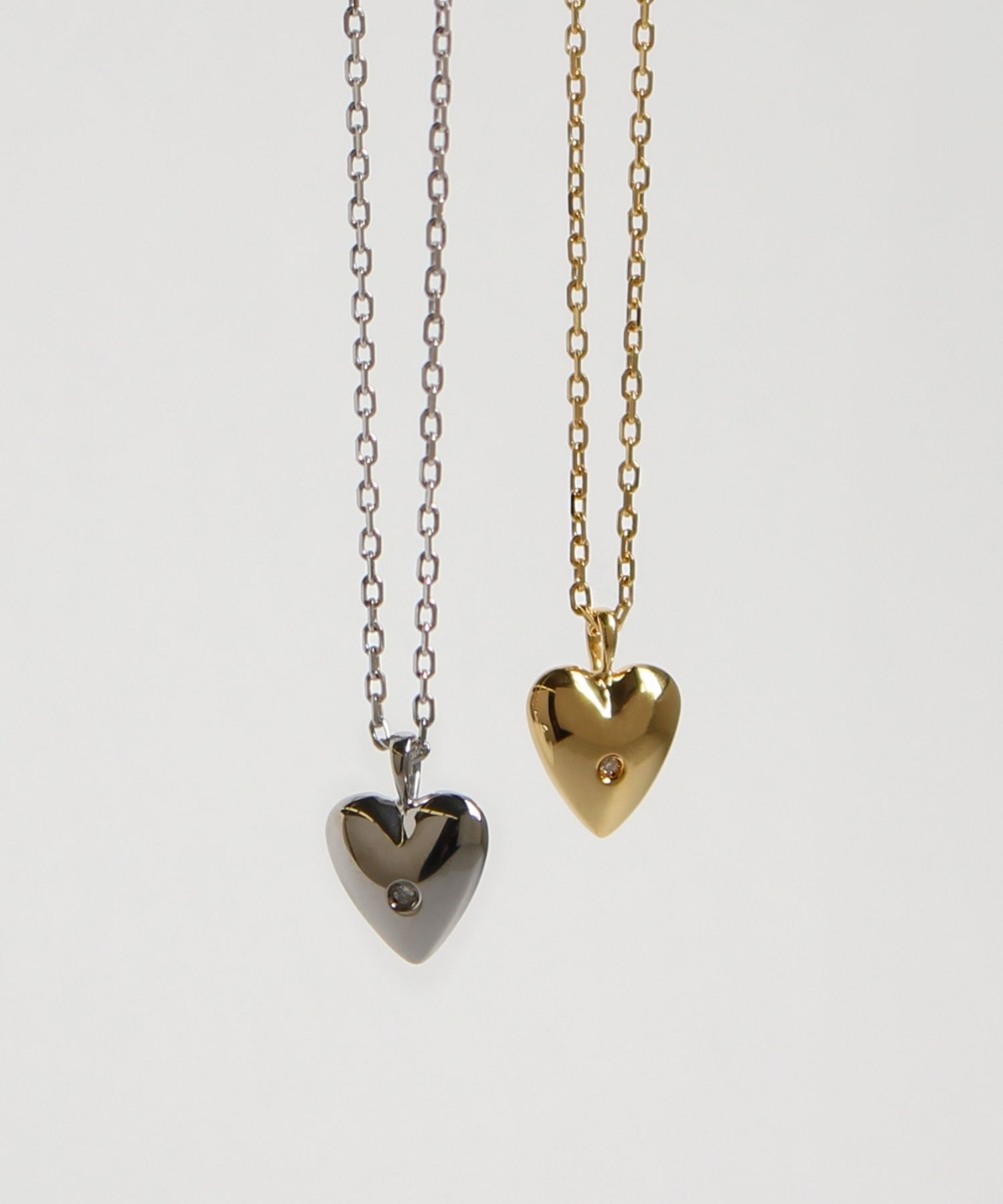 JUPITER「【SV】ハートモチーフダイヤモンドネックレス/金属アレルギー対応　ゴールド」|ネックレス|