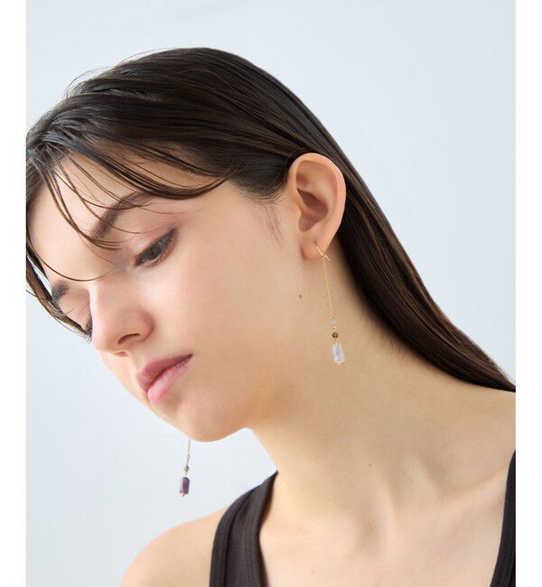 ete「ナチュラルストーン チューブカット ピアス」|ピアス|