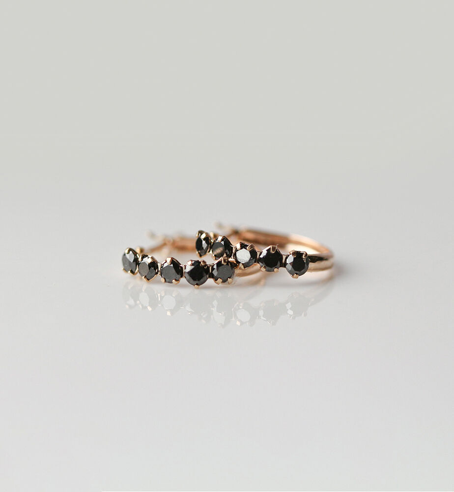  「ブラックダイヤモンド スナップ フープ ピアス  | K10YG」|ピアス|