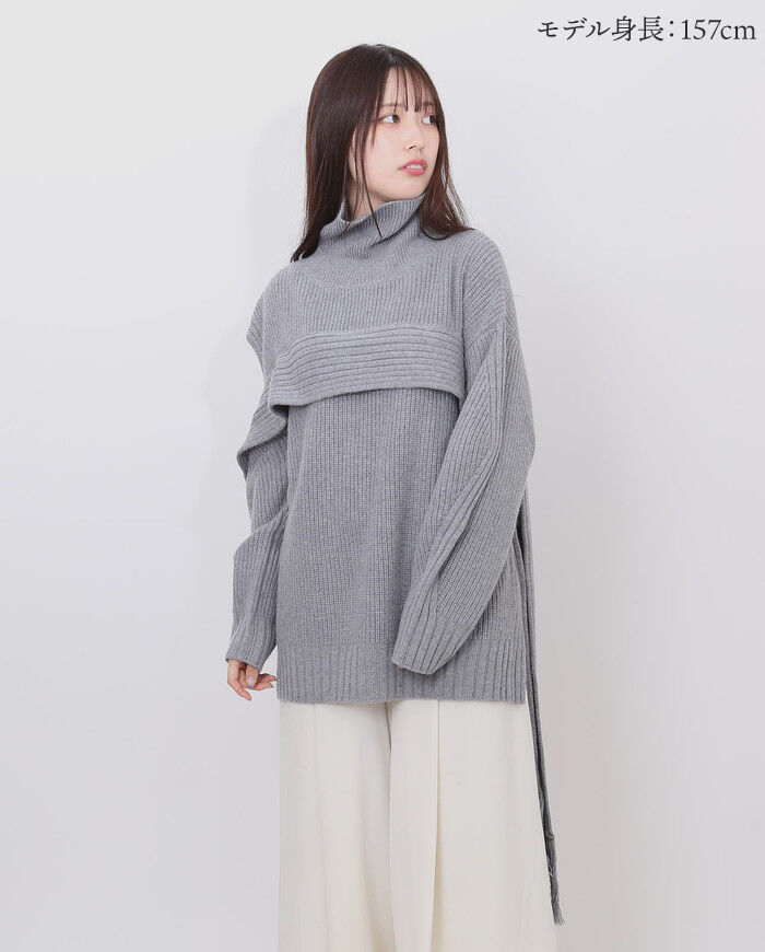 BACKYARD FAMILY「MIND フリンジマフラーニット 通販 ニット セーター リブニット タートルネック ハイネック」|ニット・セーター|