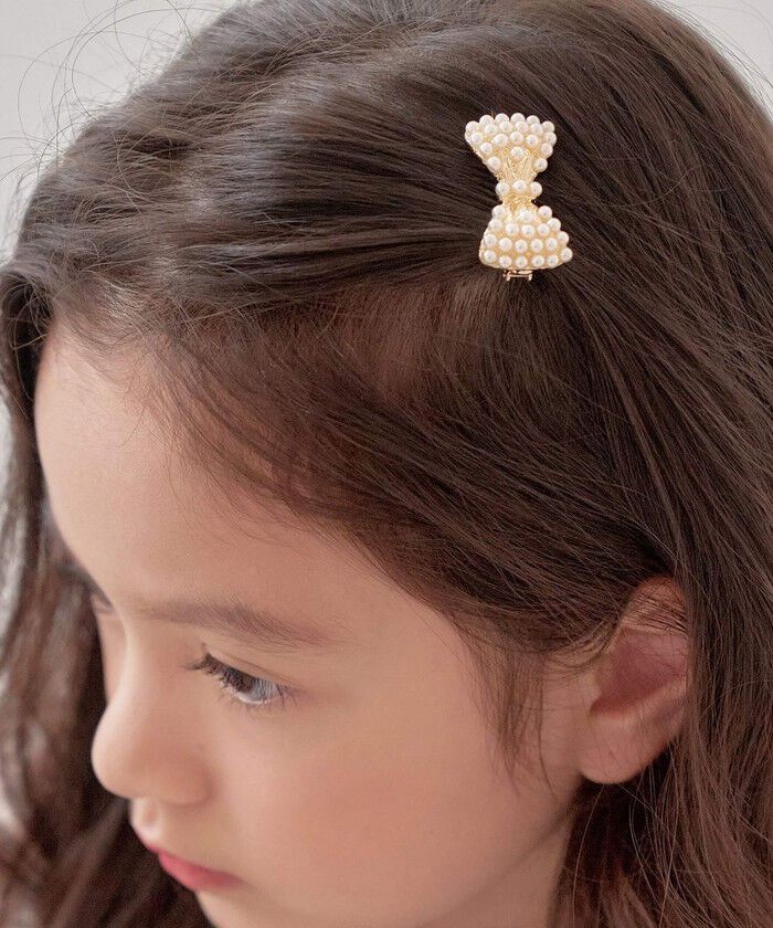 BACKYARD FAMILY「Rora ヘアクリップ キッズ 通販 サラン リボンヘアクリップ ヘアピン 髪飾り 髪留め パール」|その他|