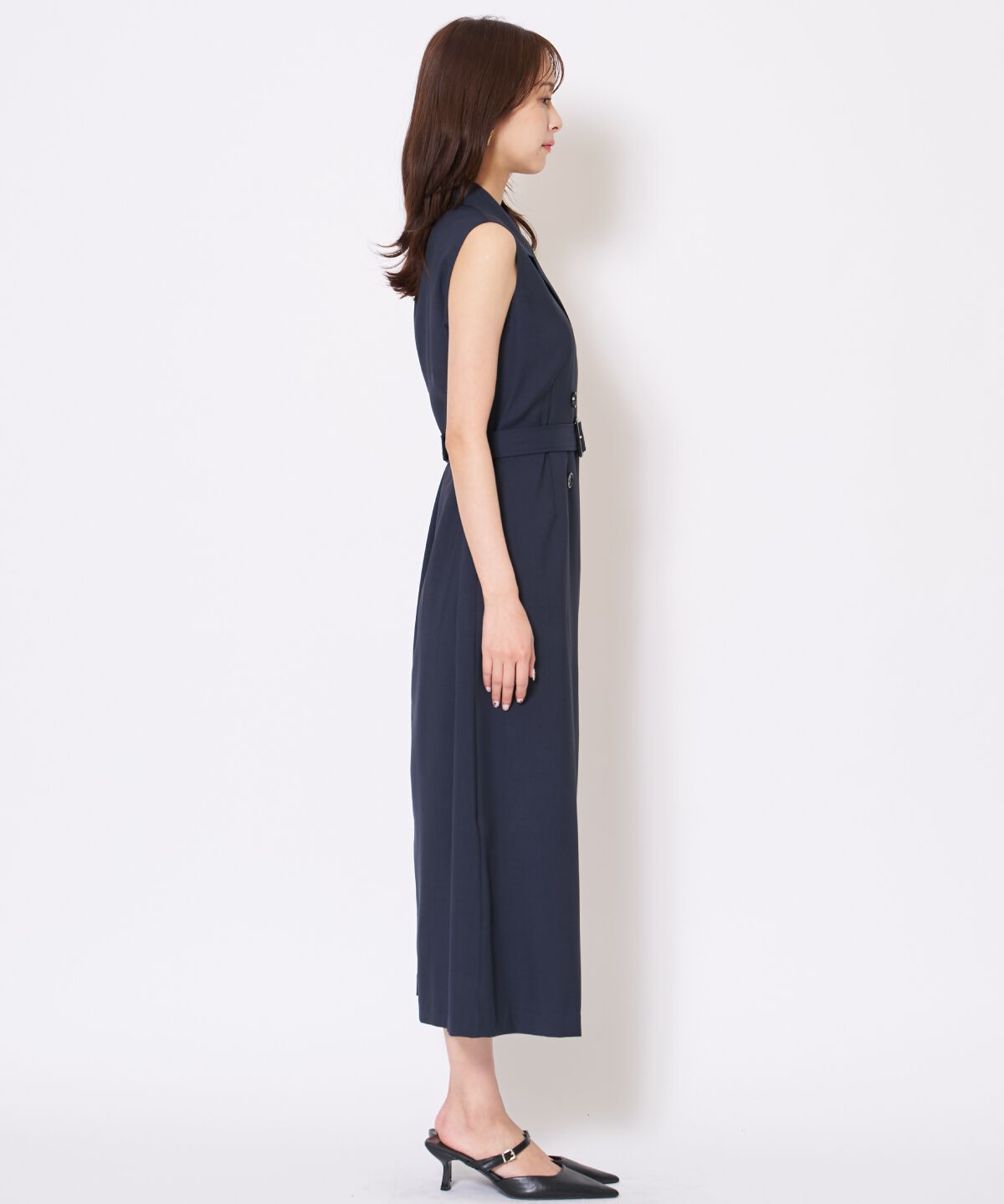 アンドクチュール「アシメプリーツロングジレワンピース」|ワンピース|