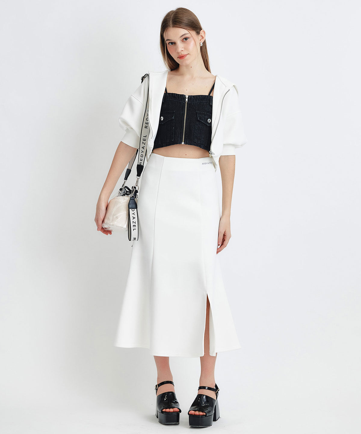 REDYAZEL「ダンボールセミマーメイドスリットロングスカート」|タイト|オフ