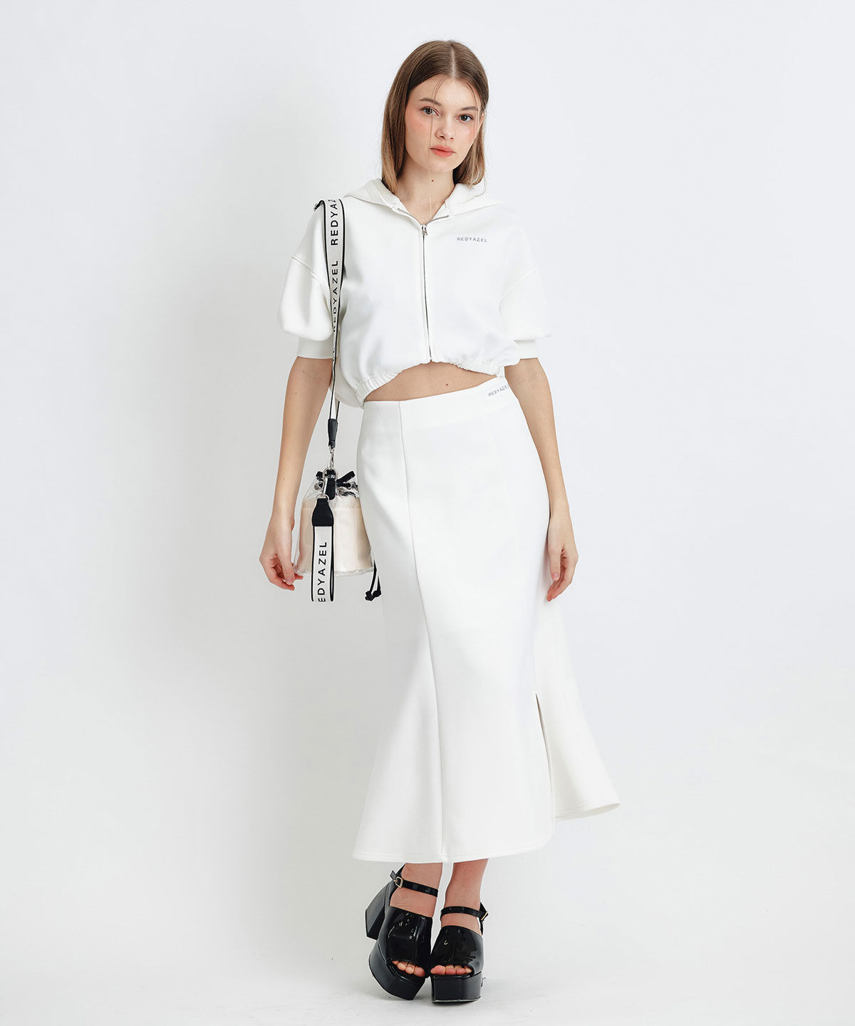 REDYAZEL「ダンボールセミマーメイドスリットロングスカート」|タイト|