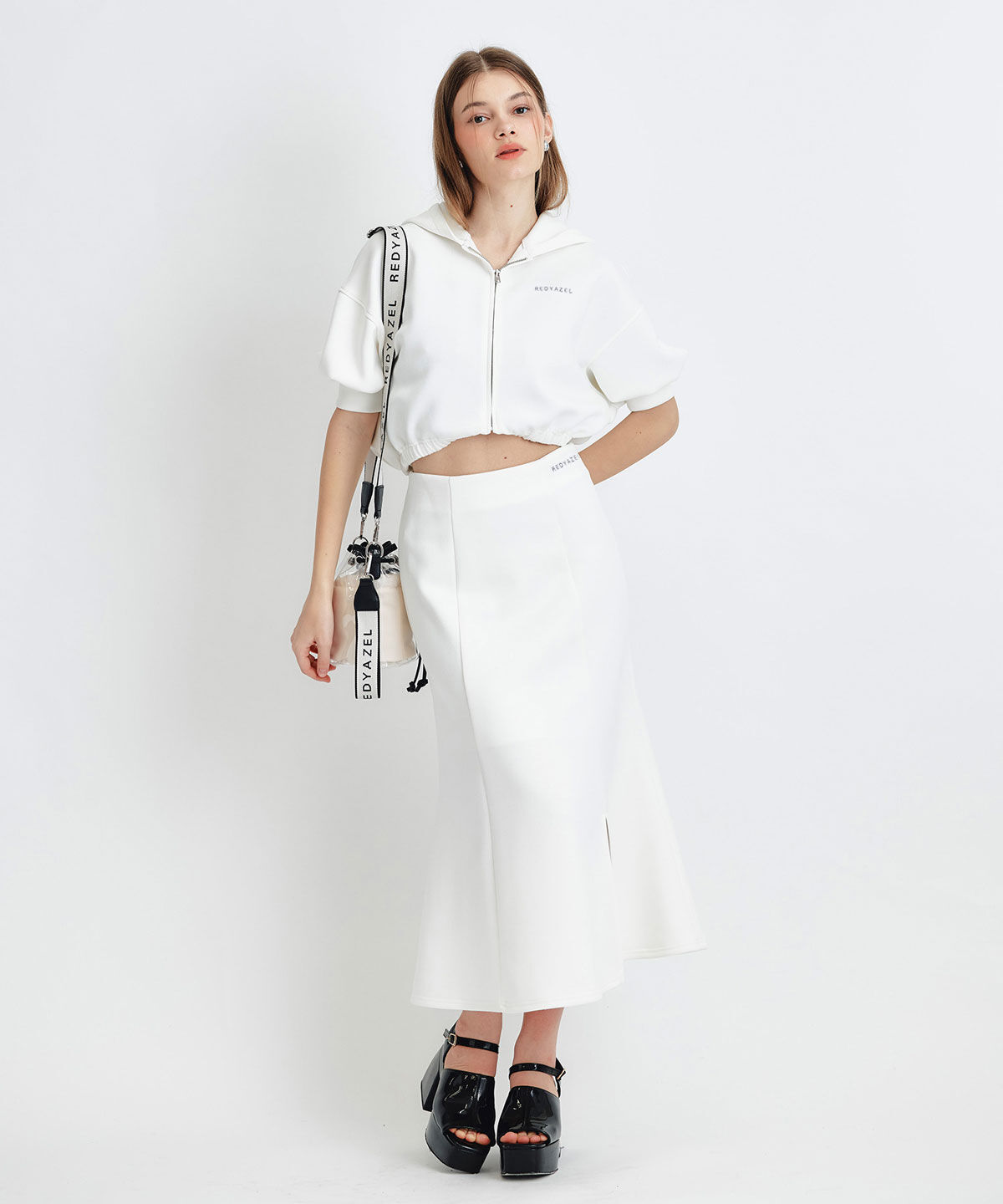 REDYAZEL「ダンボールセミマーメイドスリットロングスカート」|タイト|