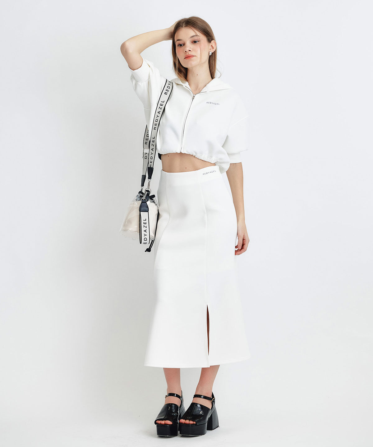 REDYAZEL「ダンボールセミマーメイドスリットロングスカート」|タイト|