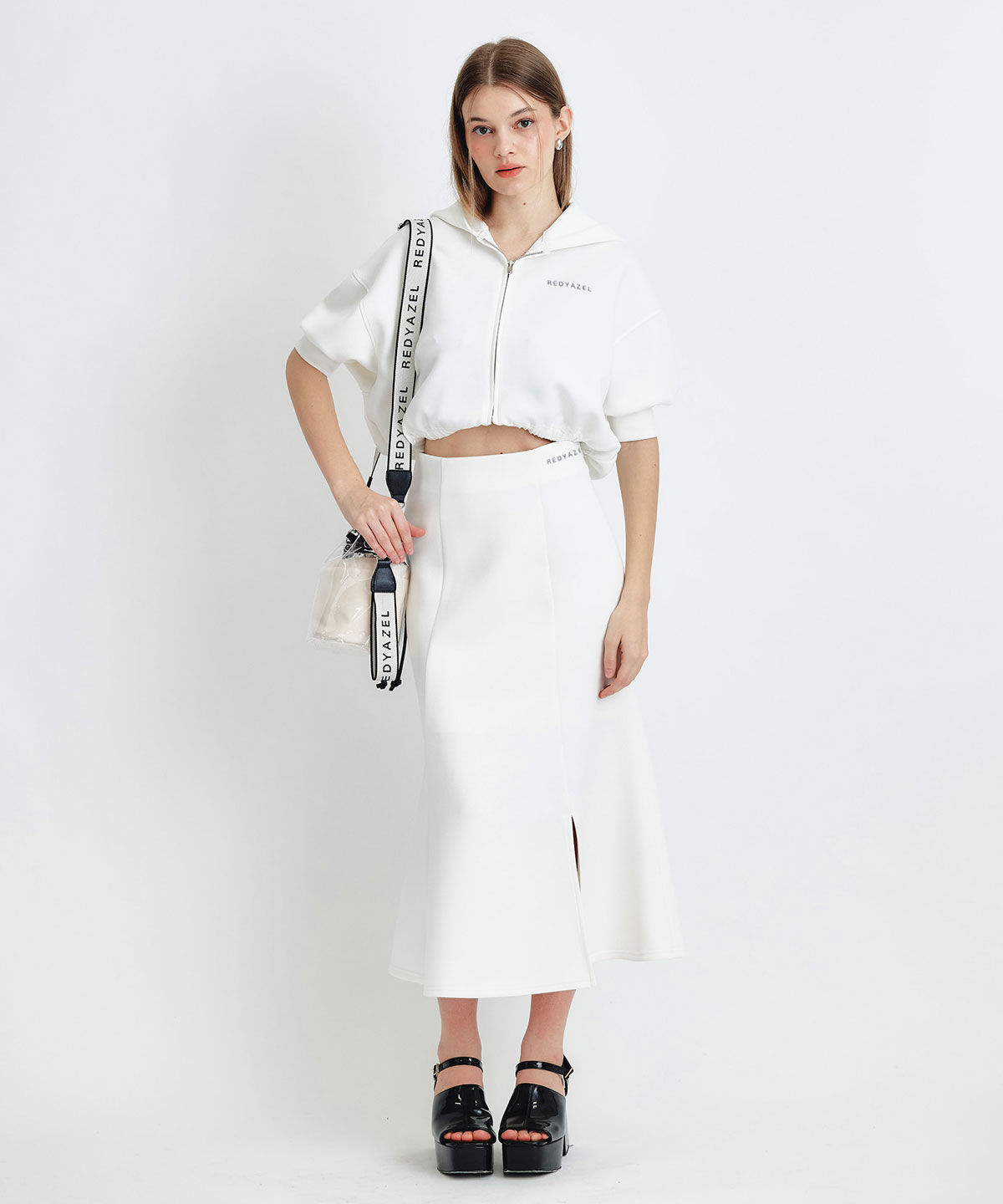 REDYAZEL「ダンボールセミマーメイドスリットロングスカート」|タイト|