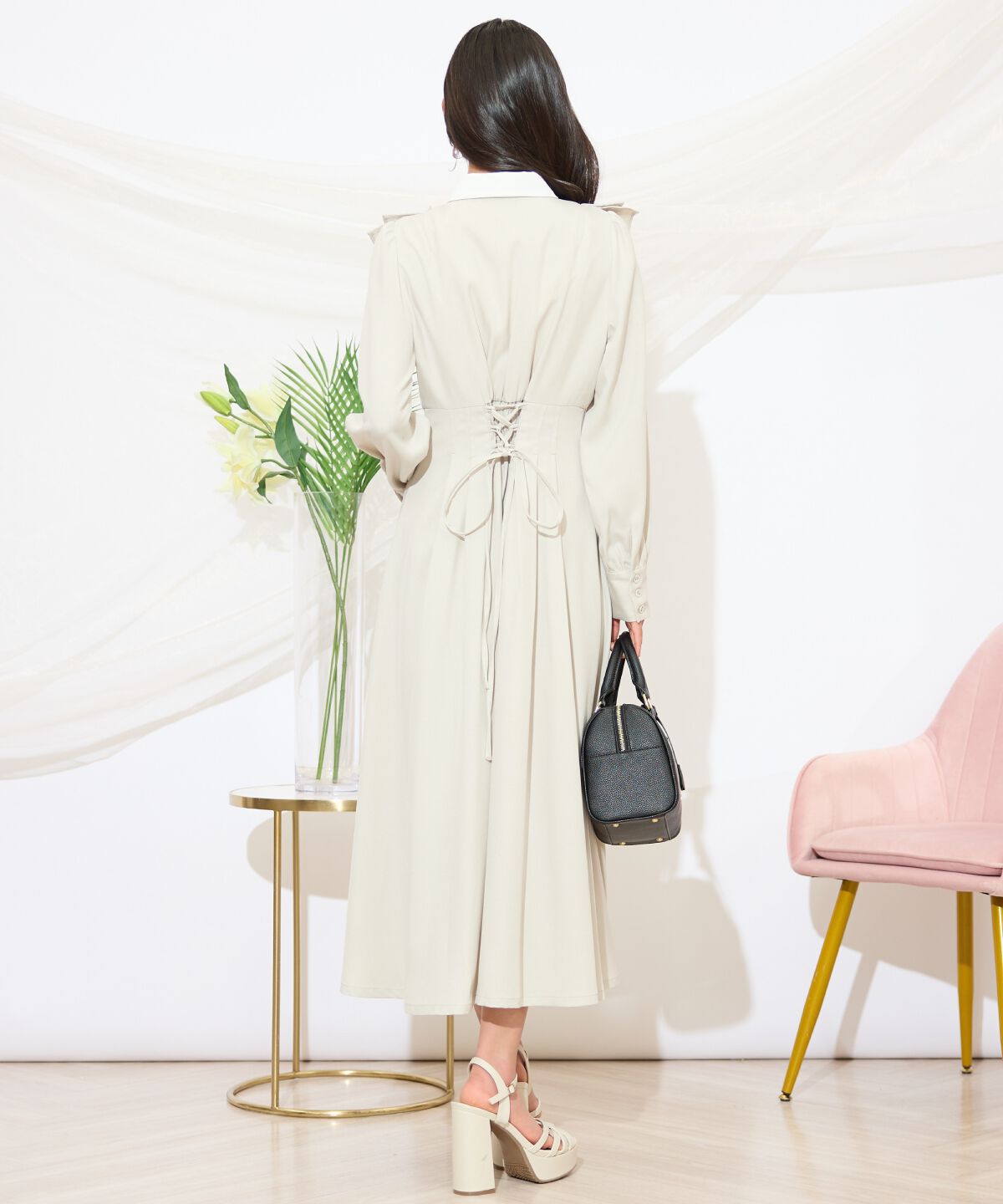 WILLSELECTION「配色襟ダブルフリルシャツワンピース」|ワンピース|