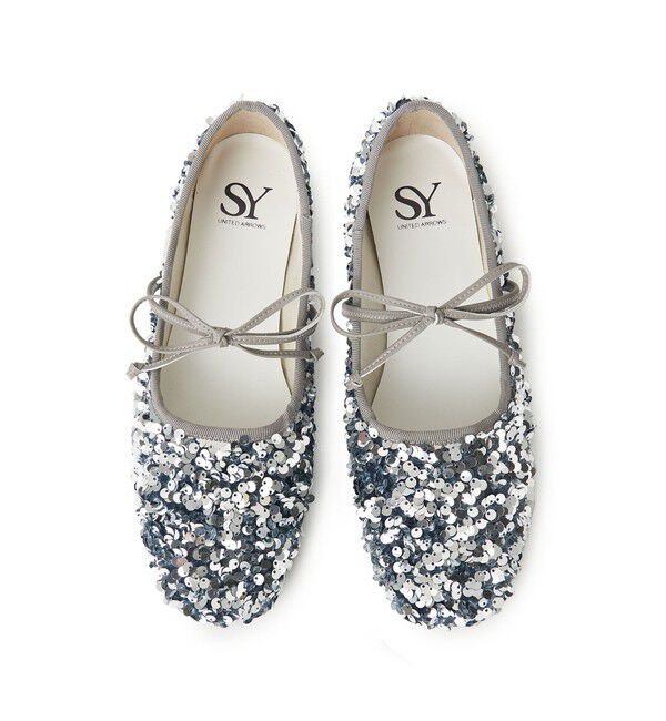 SY UNITED ARROWS「＜SY＞スパンコールバレエ フラット10●&uarr;」|バレエシューズ|LT.GRAY