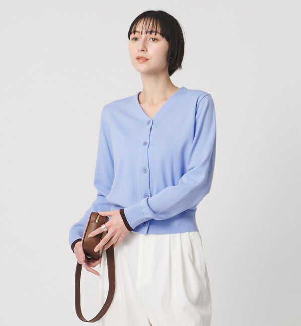 UNITED ARROWS「エンブロイダリー バイカラー カーディガン ‐ウォッシャブル‐」|カーディガン|LT.BLUE