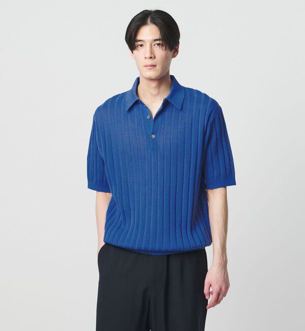 UNITED ARROWS「シャーリーカーン ワイドリブ ニットポロシャツ」|ポロシャツ|COBALT