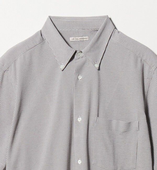 UNITED ARROWS「シアサッカー ショートスリーブ ボタンダウン シャツ COMFORT EASY―MODEL 抗菌防臭」|シャツ・ブラウス|