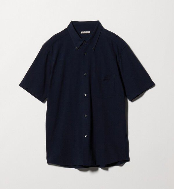 UNITED ARROWS「シアサッカー ショートスリーブ ボタンダウン シャツ COMFORT EASY―MODEL 抗菌防臭」|シャツ・ブラウス|NAVY