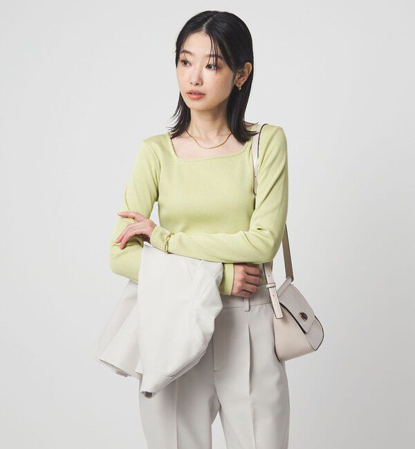 UNITED ARROWS green label relaxing「ブライトリブ スクエアネック ロングスリーブ カットソー」|Tシャツ・カットソー|LIME