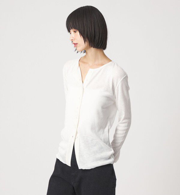 EMMEL REFINES「＜EMMEL REFINES＞EM スラブテレコ カット カーディガン」|カーディガン|