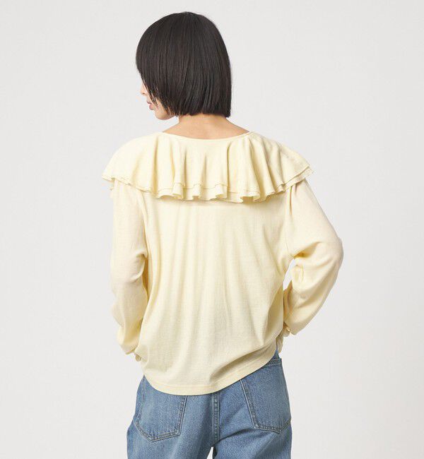 EMMEL REFINES「＜EMMEL REFINES＞EM フリルネック フライス カーディガン」|カーディガン|