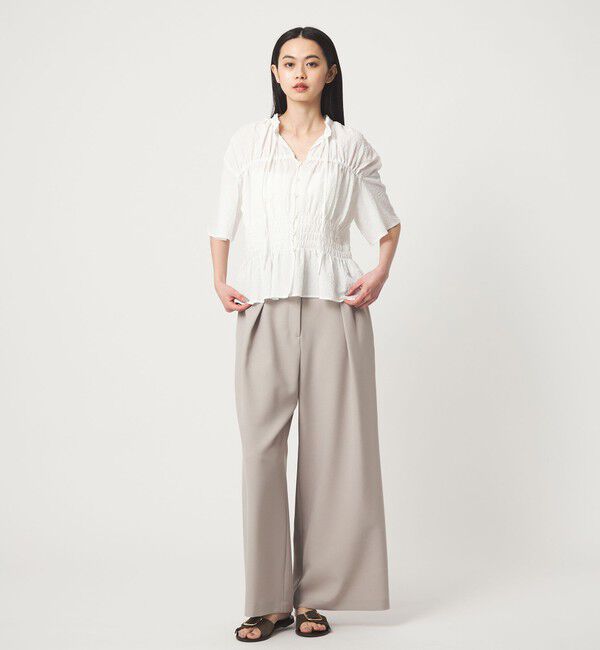 EMMEL REFINES「＜EMMEL REFINES＞EM フリルエリ シャーリング ブラウス」|シャツ・ブラウス|