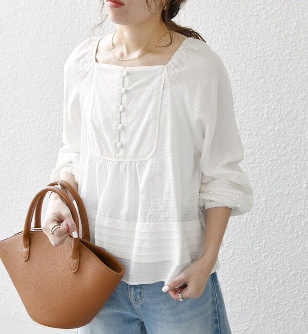 SHIPS any「SHIPS any:〈洗濯機可能〉ヘムタック スクエア ネック ブラウス」|シャツ・ブラウス|