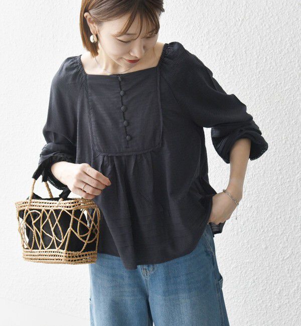 SHIPS any「SHIPS any:〈洗濯機可能〉ヘムタック スクエア ネック ブラウス」|シャツ・ブラウス|