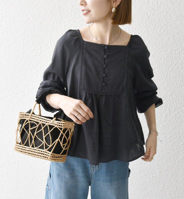 SHIPS any「SHIPS any:〈洗濯機可能〉ヘムタック スクエア ネック ブラウス」|シャツ・ブラウス|