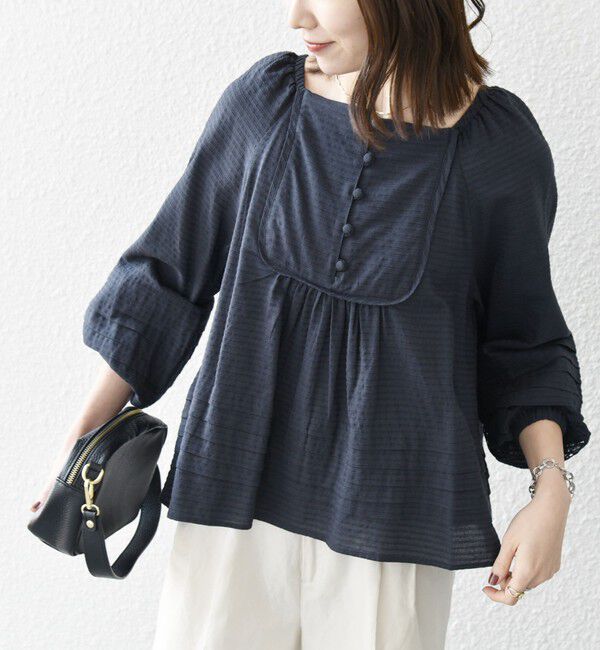 SHIPS any「SHIPS any:〈洗濯機可能〉ヘムタック スクエア ネック ブラウス」|シャツ・ブラウス|