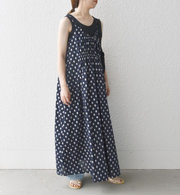 SHIPS any「SHIPS any:〈洗濯機可能〉グリッター プリント ギャザー キャミ ワンピース」|ワンピース|