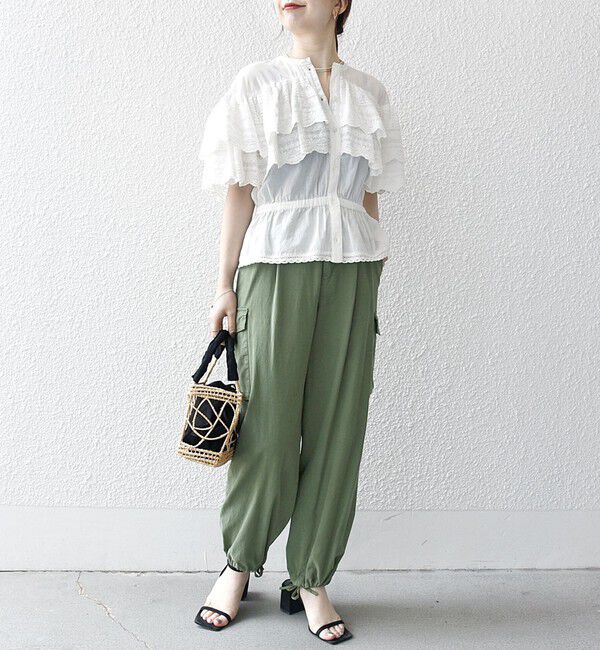 SHIPS any「bon_meur:〈洗濯機可能〉レース ヨーク ペプラム フリル ブラウス」|シャツ・ブラウス|