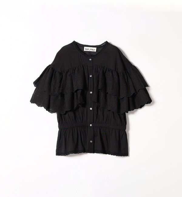 SHIPS any「bon_meur:〈洗濯機可能〉レース ヨーク ペプラム フリル ブラウス」|シャツ・ブラウス|