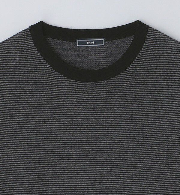 SHIPS「SHIPS: HANDFRAME 16ゲージ マイクロボーダー クルーネック ニット」|ニット・セーター|