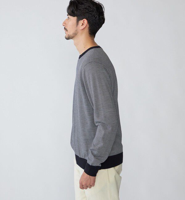 SHIPS「SHIPS: HANDFRAME 16ゲージ マイクロボーダー クルーネック ニット」|ニット・セーター|