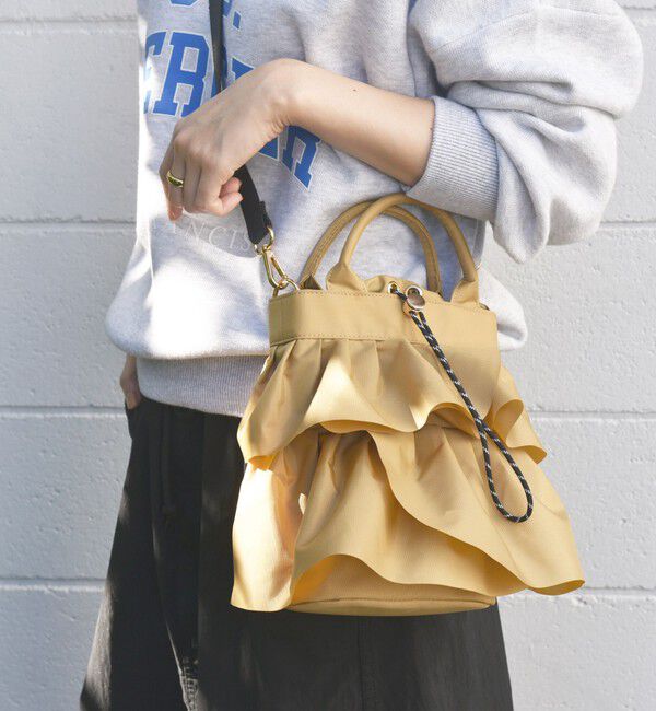 SHIPS for women「【WEB限定】 2WAY ナイロン フリル ショルダー バッグ」|ショルダー・メッセンジャー|キャメル