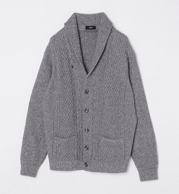 SHIPS「SHIPS:〈手洗い可能〉ウール コットン アラン ショールカラー カーディガン」|カーディガン|