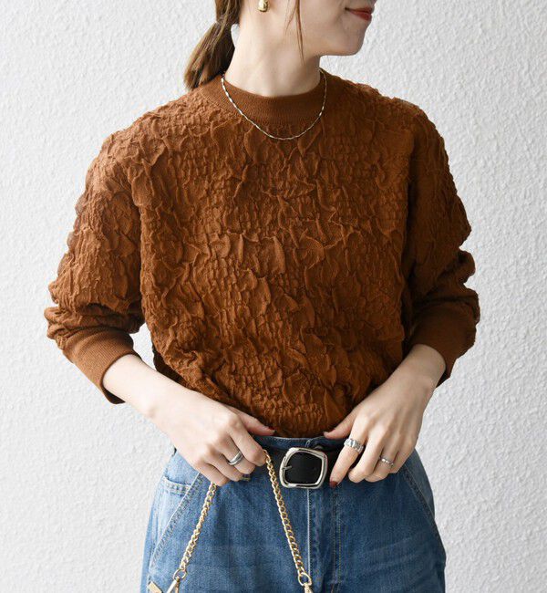 SHIPS any「《一部追加予約》SHIPS any:〈手洗い可能〉ジャカード バンピー クルーネック プルオーバー」|ニット・セーター|